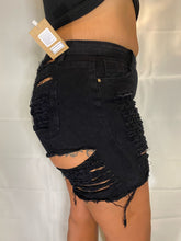 Load image into Gallery viewer, Peek a Boo Destroyed Shorts (Black)
